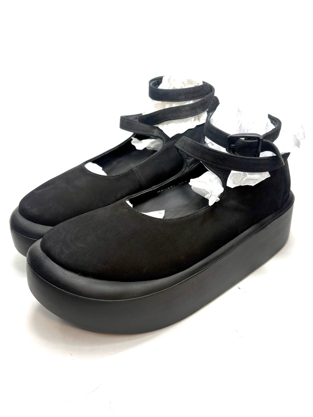 Tokyo Bopper Belly Button Black Suede Platform Ballerina Shoes | 6.5